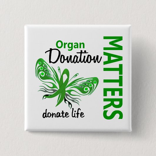 Hope doet Butterfly Organ Donation Vierkante Button 5,1 Cm (Voorkant)