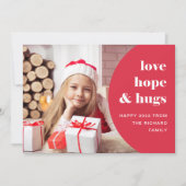 Hope en Hugs | Kromp Lijst Foto rood Feestdagenkaart (Voorkant)