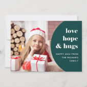 Hope en Hugs | Lijst gebogen Foto groen Feestdagenkaart (Voorkant)