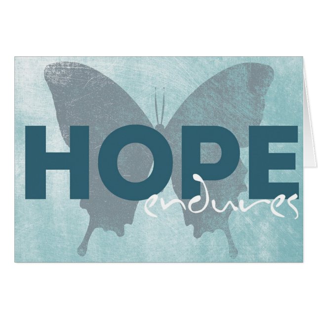 "Hope Endures" — Mooie blauwe vlinderKaart (Voorkant Horizontaal)