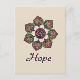 HOPE Fabric Collage Flower Red en Blue Briefkaart