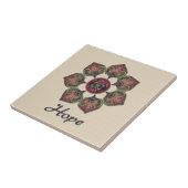 HOPE Fabric Collage Flower Red en Blue Tegeltje (Zijkant)