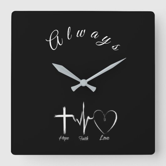 *** HOPE FAITE AND LOVE *** CLOCK VIERKANTE KLOK (Voorkant)