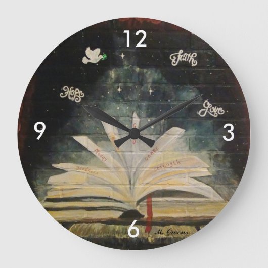 Hope, Faith and Love Wall Clock Grote Klok (Voorkant)