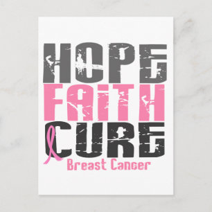 HOPE FAITH CURE BREAST CANCER BRIEFKAART