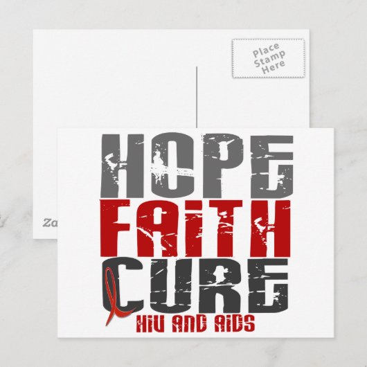 HOPE FAITH CURE HIV/AIDS T-Shirts & Apparel Briefkaart (Voorkant / Achterkant)
