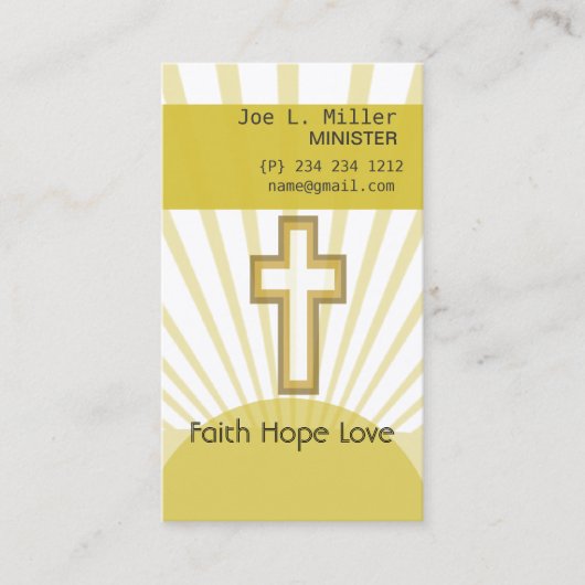 Hope Faith Love Christelijk Jesus Celestial Cross Visitekaartje (Voorkant)