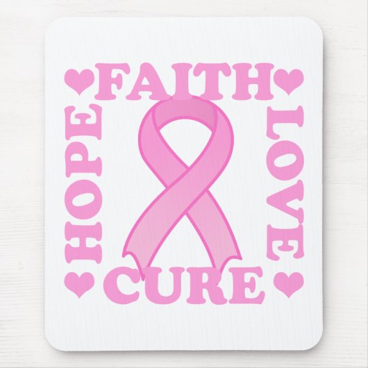 Hope Faith Love Cure Mousepad Muismat (Voorkant)