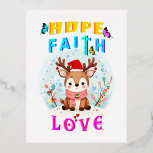 Hope Faith Love Folie Feestdagen Briefkaart