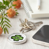 Hope, Faith, Love & Luck 4 Leaf Clover Sleutelhanger (Zijkant)
