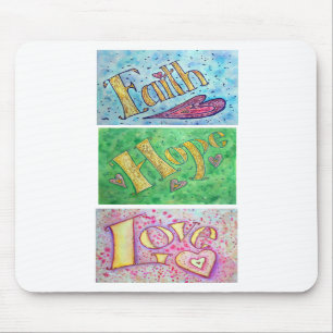 Hope, Faith, Love Mousepad (verticaal) Muismat