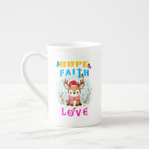 Hope Faith Love Porselein Kop