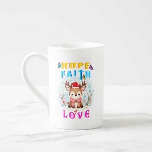 Hope Faith Love Porselein Kop (Links)