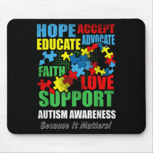 Hope Faith Love Ribbon Autisme Awareness Women Muismat