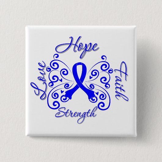 Hope Faith Love Sterke Colon Cancer Vierkante Button 5,1 Cm (Voorkant)
