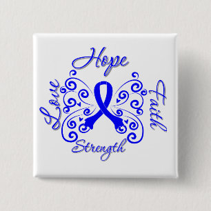 Hope Faith Love Sterke Colon Cancer Vierkante Button 5,1 Cm