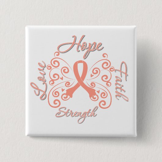 Hope Faith Love Sterke Endometrial Cancer Vierkante Button 5,1 Cm (Voorkant)