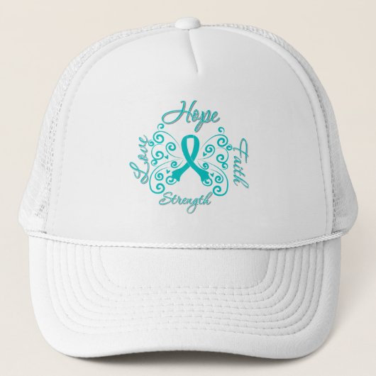 Hope Faith Love Sterke Ovarian Cancer Trucker Pet (Voorkant)