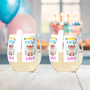 Hope Faith Love Wijnglas Zonder Voet