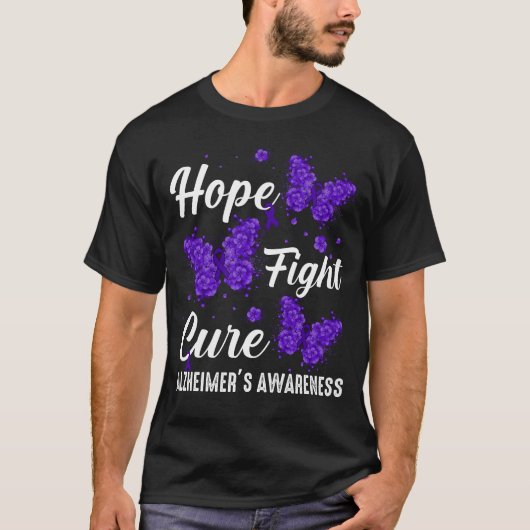 Hope Fight Cure Alzheimer Awareness Butterfly T-shirt (Voorkant)