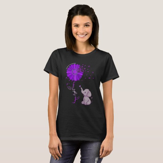 Hope Fight Cure Alzheimer's Awareness Purple Flowe T-shirt (Voorkant volledig)