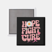 Hope Fight Cure Borstkanker Bewustzijn Retro Groep Magneet (Voorkant / Achterkant)