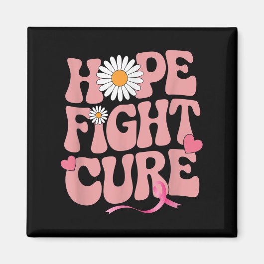 Hope Fight Cure Borstkanker Bewustzijn Retro Groep Magneet (Voorkant)
