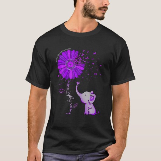 Hope Fight Cure Elephant Alzheimer Pur T-shirt (Voorkant)
