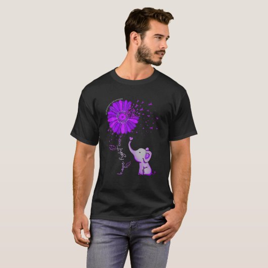 Hope Fight Cure Elephant Alzheimer Pur T-shirt (Voorkant volledig)