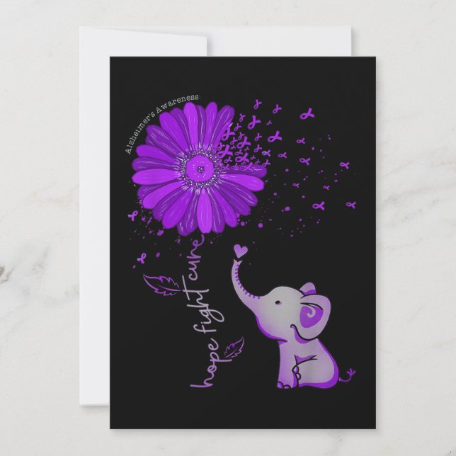 Hope Fight Cute Elephant Alzheimer's Paarse Ribbon (Voorkant)