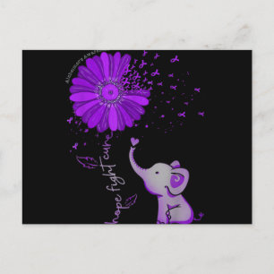 Hope Fight Cute Elephant Alzheimer's Paarse Ribbon Briefkaart
