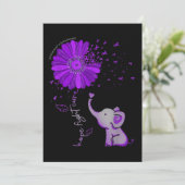 Hope Fight Cute Elephant Alzheimer's Paarse Ribbon Kaart (Staand voorkant)