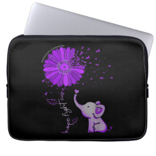 Hope Fight Cute Elephant Alzheimer's Paarse Ribbon Laptop Sleeve