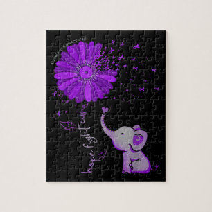 Hope Fight Cute Elephant Alzheimer's Paarse Ribbon Legpuzzel