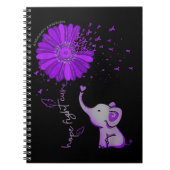 Hope Fight Cute Elephant Alzheimer's Paarse Ribbon Notitieboek (Voorkant)