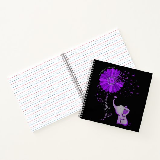 Hope Fight Cute Elephant Alzheimer's Paarse Ribbon Notitieboek (Binnen)