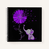 Hope Fight Cute Elephant Alzheimer's Paarse Ribbon Notitieboek (Voorkant)