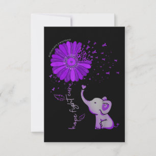 Hope Fight Cute Elephant Alzheimer's Paarse Ribbon Notitiekaartje