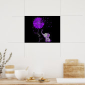 Hope Fight Cute Elephant Alzheimer's Paarse Ribbon Poster (Keuken)