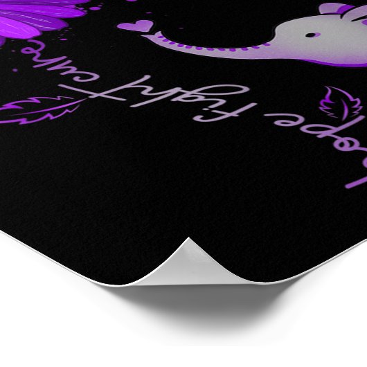 Hope Fight Cute Elephant Alzheimer's Paarse Ribbon Poster (Hoek)