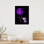 Hope Fight Cute Elephant Alzheimer's Paarse Ribbon Poster (Keuken)