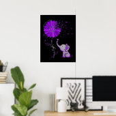 Hope Fight Cute Elephant Alzheimer's Paarse Ribbon Poster (Thuiskantoor)