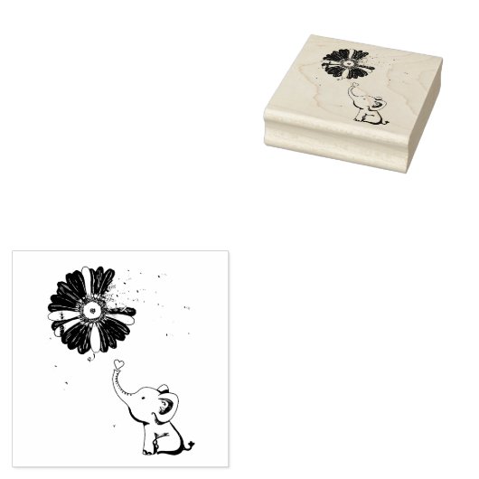 Hope Fight Cute Elephant Alzheimer's Paarse Ribbon Rubberstempel (Gestempeld)