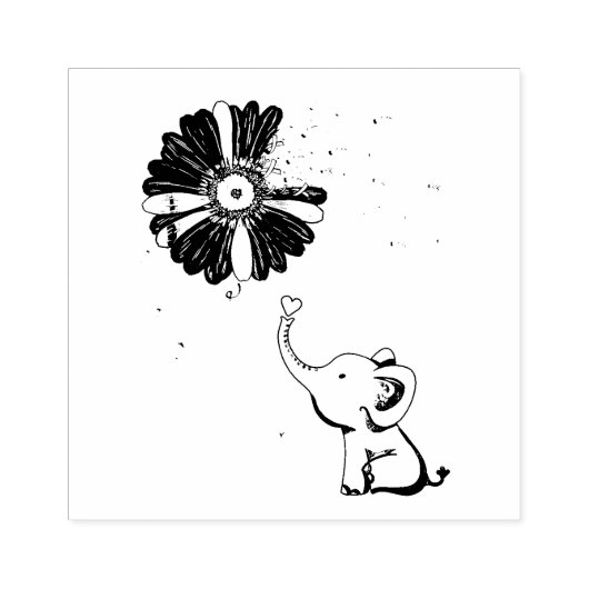 Hope Fight Cute Elephant Alzheimer's Paarse Ribbon Rubberstempel (Afrduk)