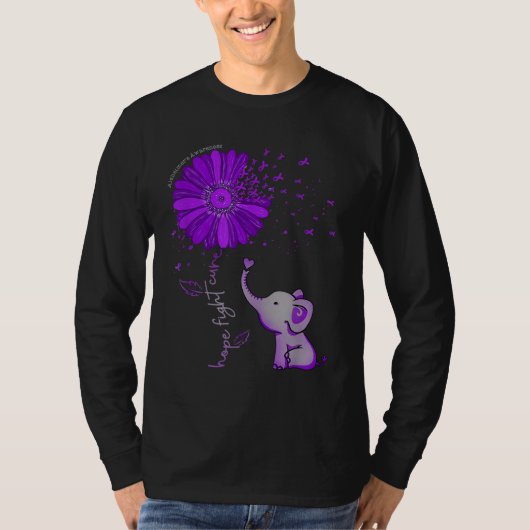 Hope Fight Cute Elephant Alzheimer's Paarse Ribbon T-shirt (Voorkant)