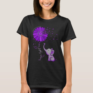 Hope Fight Cute Elephant Alzheimer's Paarse Ribbon T-shirt