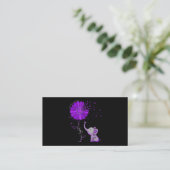 Hope Fight Cute Elephant Alzheimer's Paarse Ribbon Visitekaartje (Staand voorkant)