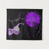 Hope Fight Cute Elephant Alzheimer's Paarse Ribbon Wandkleed (Voorkant (horizontaal))