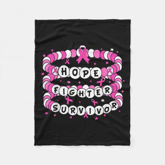Hope Fighter Survivor Roze Borstkanker Vriendschap Fleece Deken (Voorkant)