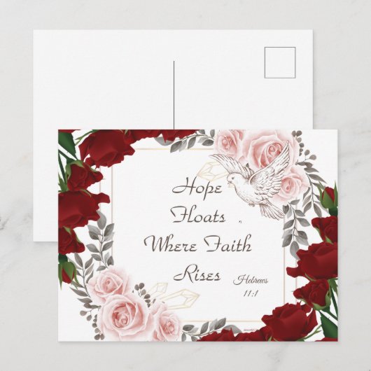 Hope Floats  Floral Briefkaart Hebrews 11:1 (Voorkant / Achterkant)